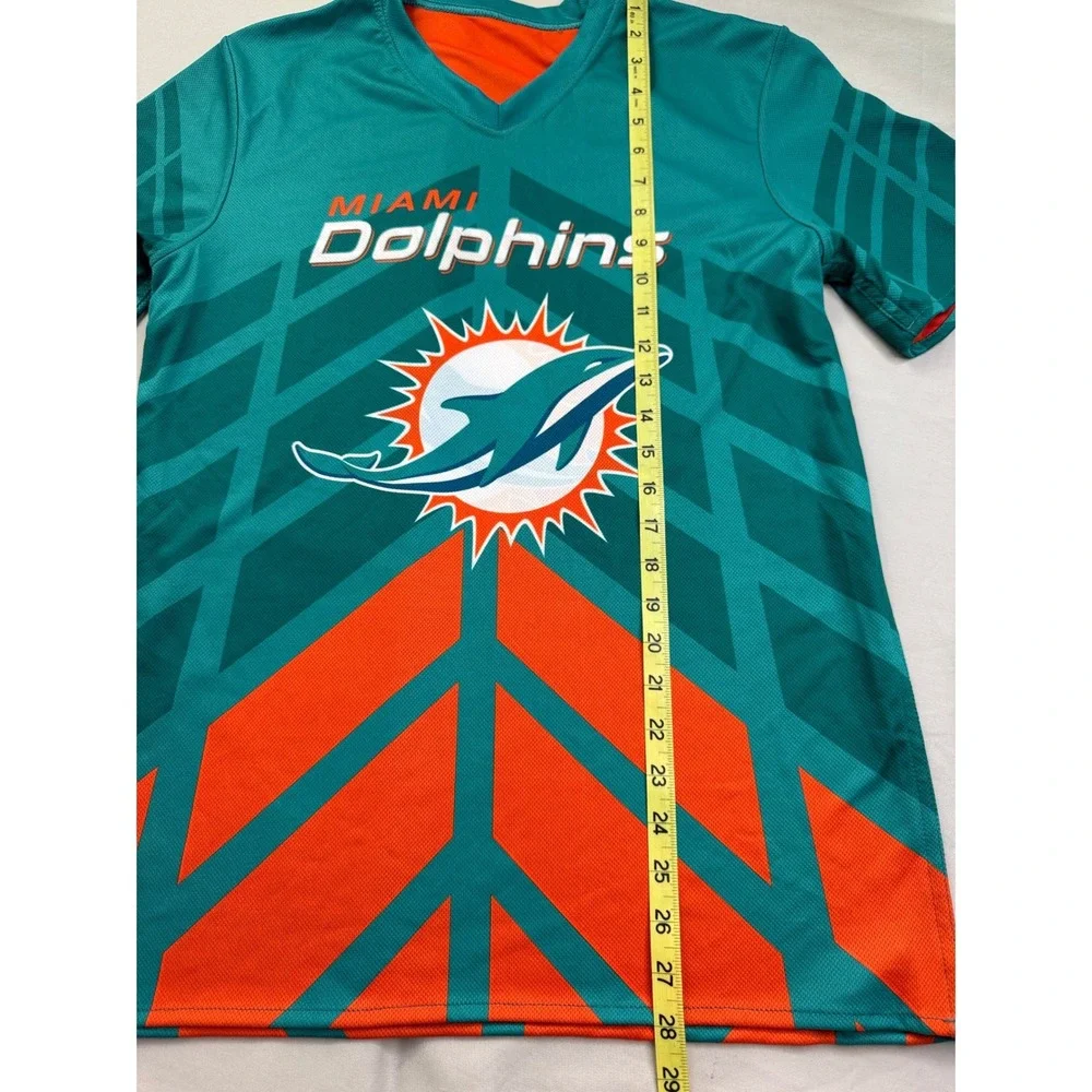 NFL Flag Football Miami Dolphins Youth XL Jersey Aqua Orange V-Neck reversible